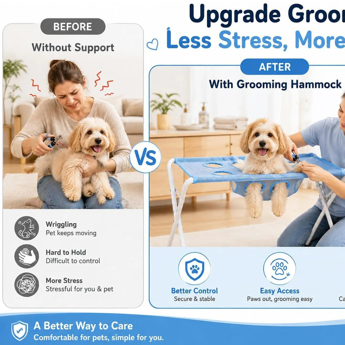 GroomEase  Foldable Pet Grooming & Nail Trimming Hammock